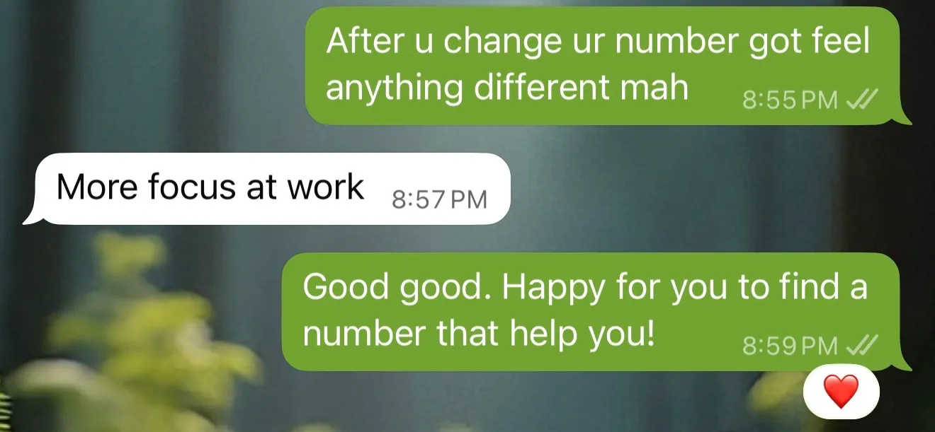 WhatsApp exchange about a phone number change and its effect at work